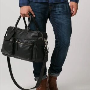 COWBOY BAGS BLACK LEATHER TRAVEL BRIEFCASE OR BAG